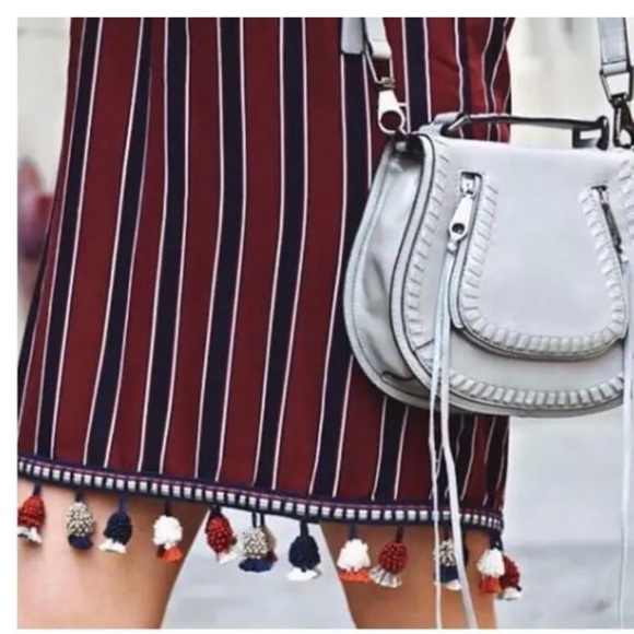 Rebecca Minkoff Vanity Saddle Bag Small Gray Crossbody Bag Purse Pockets - Picture 2 of 13